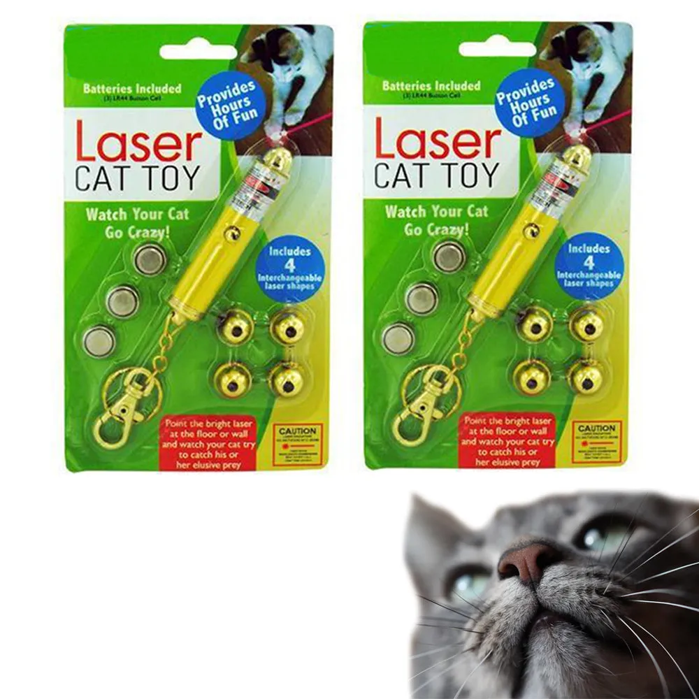 2 Pet Laser Red Light Beam Pointer Cat Chaser Toy Interactive Exercise Key Chain