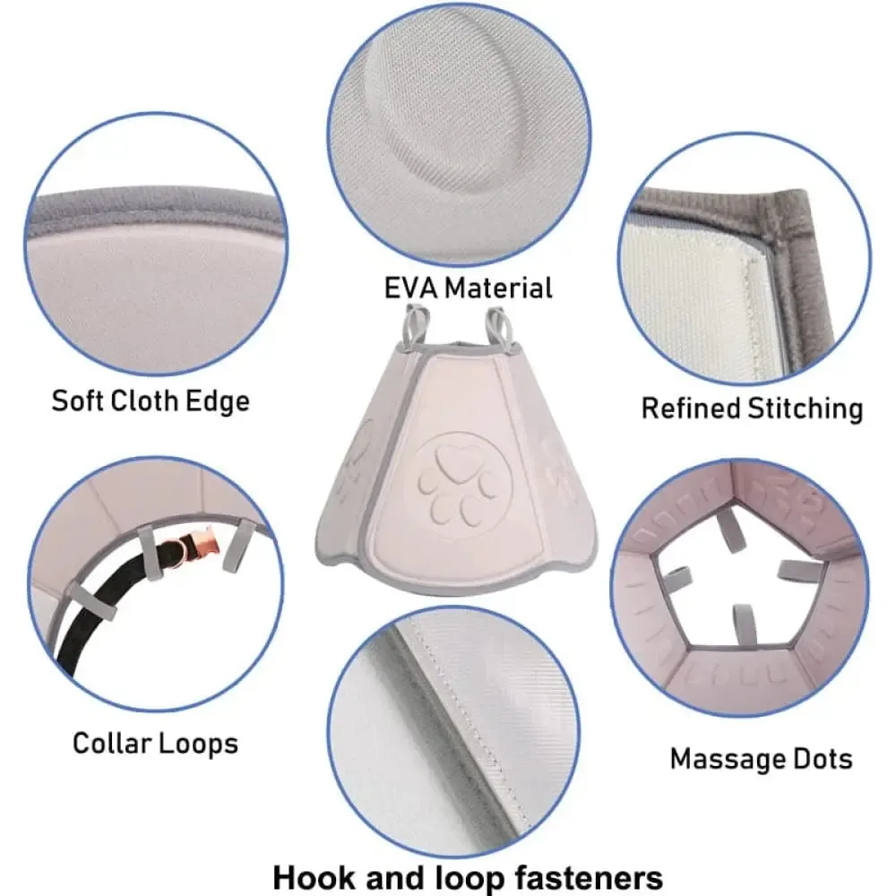 After Surgery Protective Adjustable Comfy Recovery Anti Licking Scratching Wounds Cone Collar for Dogs, Cats