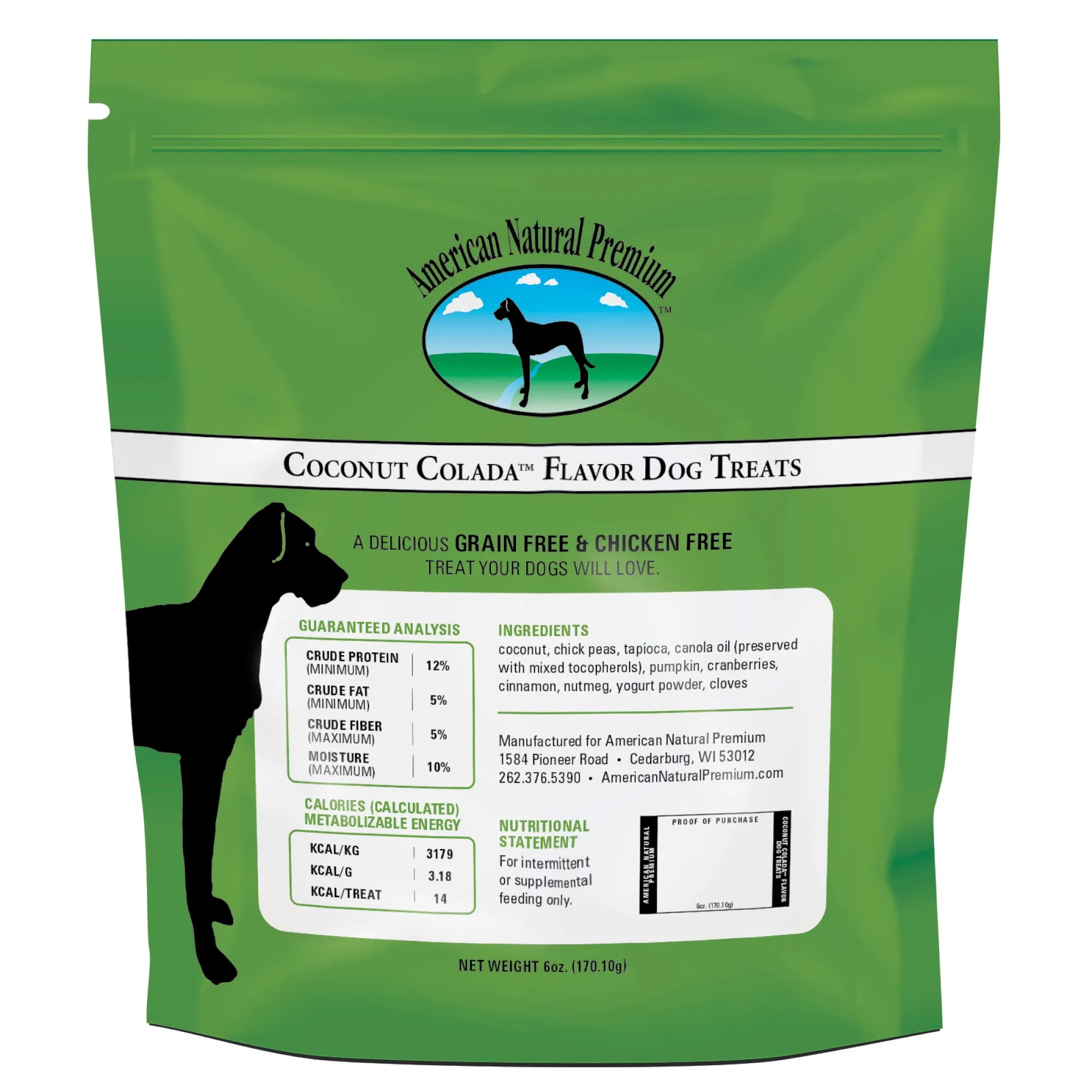 American Natural Premium GRAIN-FREE COCONUT COLADA Dog Treats 6oz Bag