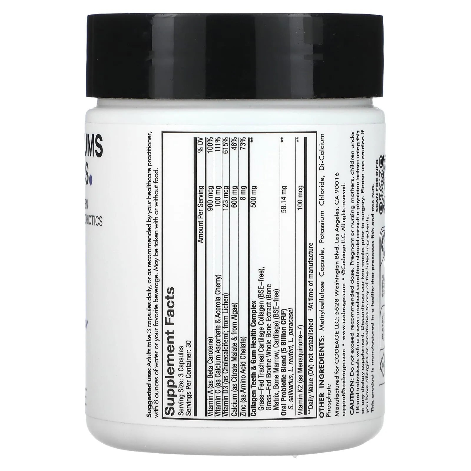 Codeage, Teeth & Gums Vitamins, Oral Care Nutrition, 90 capsules