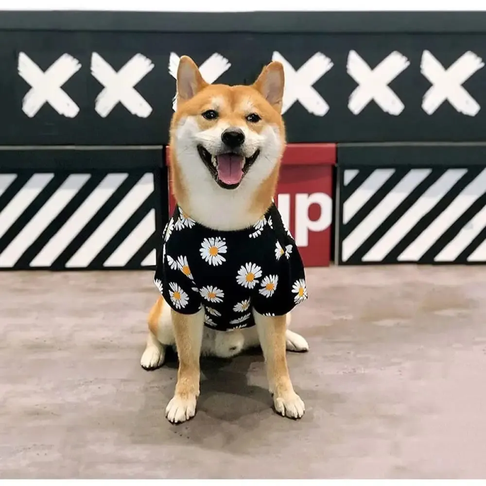 Comfortable Breathable Stretchy Lightweight Elastic Flower Printed Shirt for Small Dogs