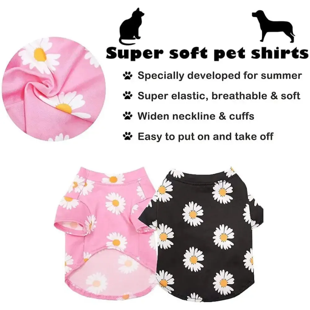 Comfortable Breathable Stretchy Lightweight Elastic Flower Printed Shirt for Small Dogs