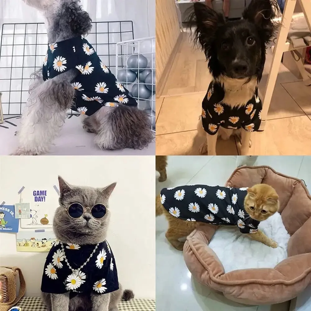 Comfortable Breathable Stretchy Lightweight Elastic Flower Printed Shirt for Small Dogs