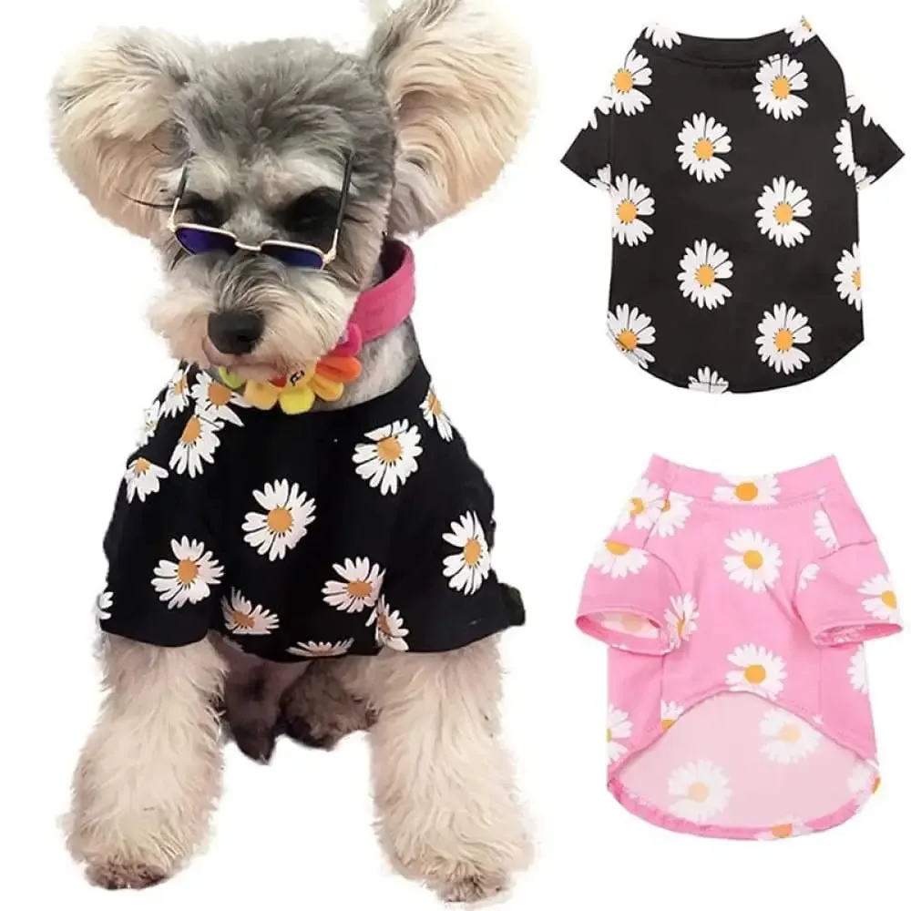 Comfortable Breathable Stretchy Lightweight Elastic Flower Printed Shirt for Small Dogs