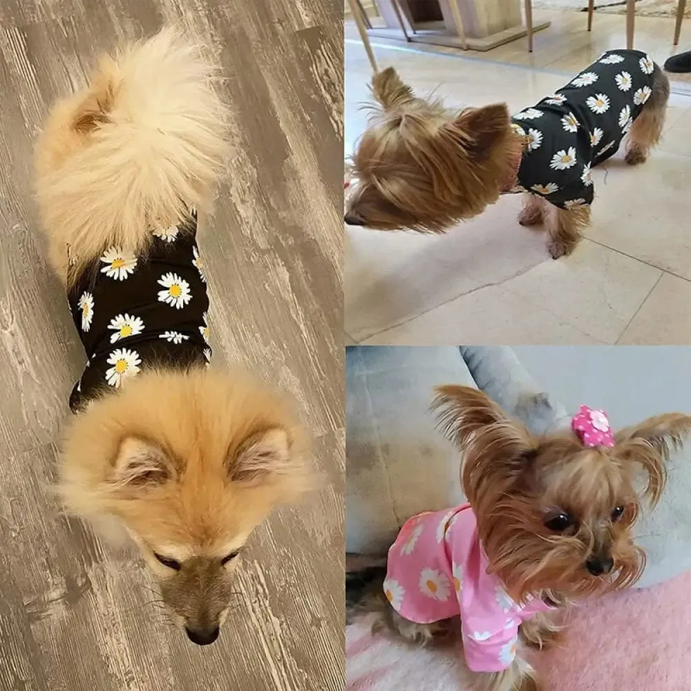 Comfortable Breathable Stretchy Lightweight Elastic Flower Printed Shirt for Small Dogs