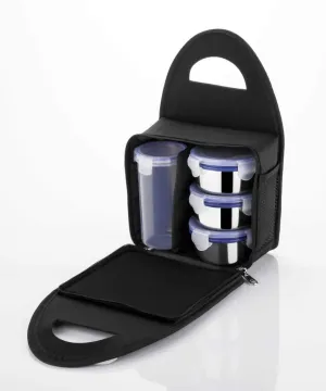 Compact Stainless Steel Airtight Lunch Box Set - 4 pcs (3 Leakproof Containers and 1 Bottle)