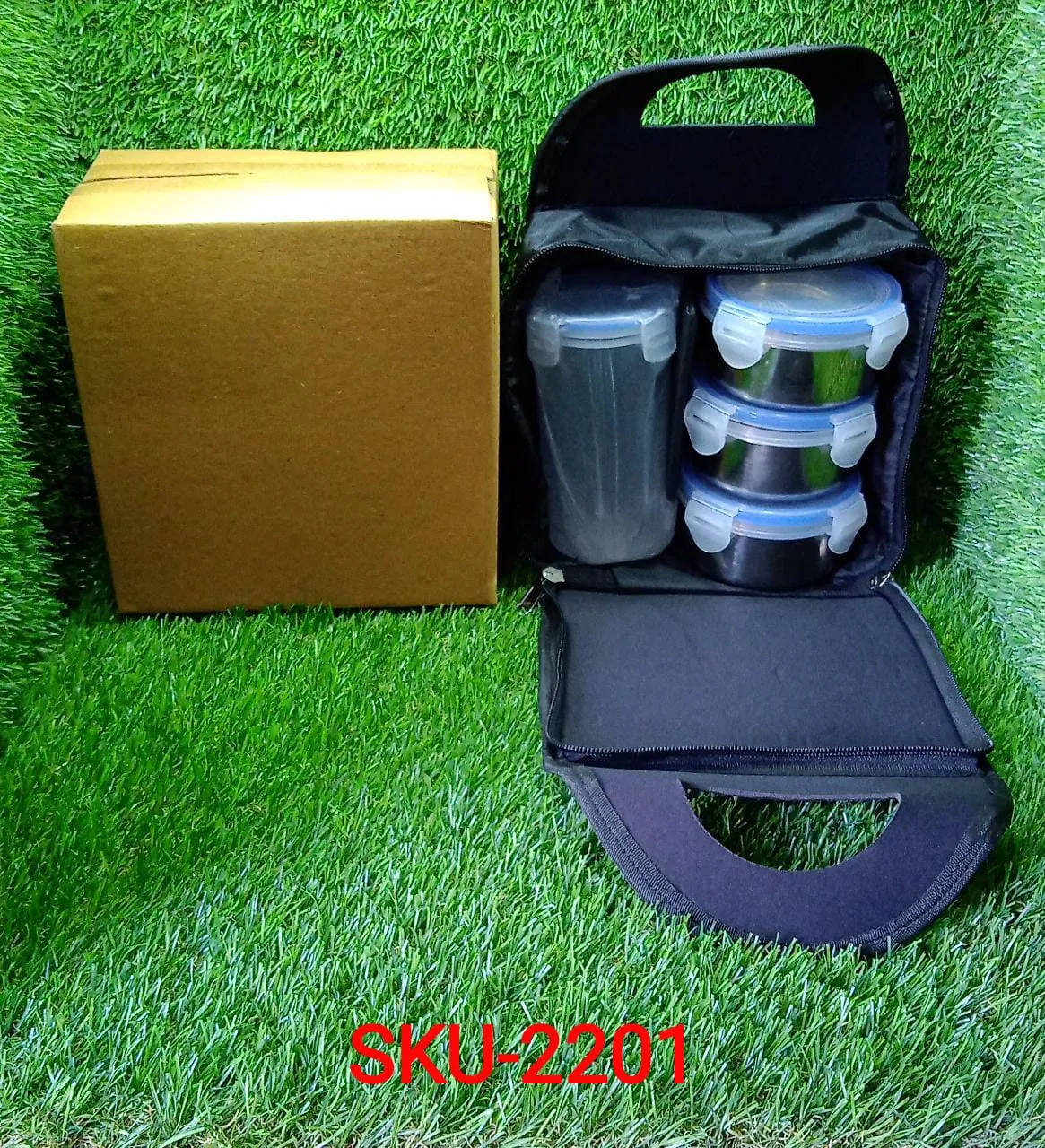 Compact Stainless Steel Airtight Lunch Box Set - 4 pcs (3 Leakproof Containers and 1 Bottle)