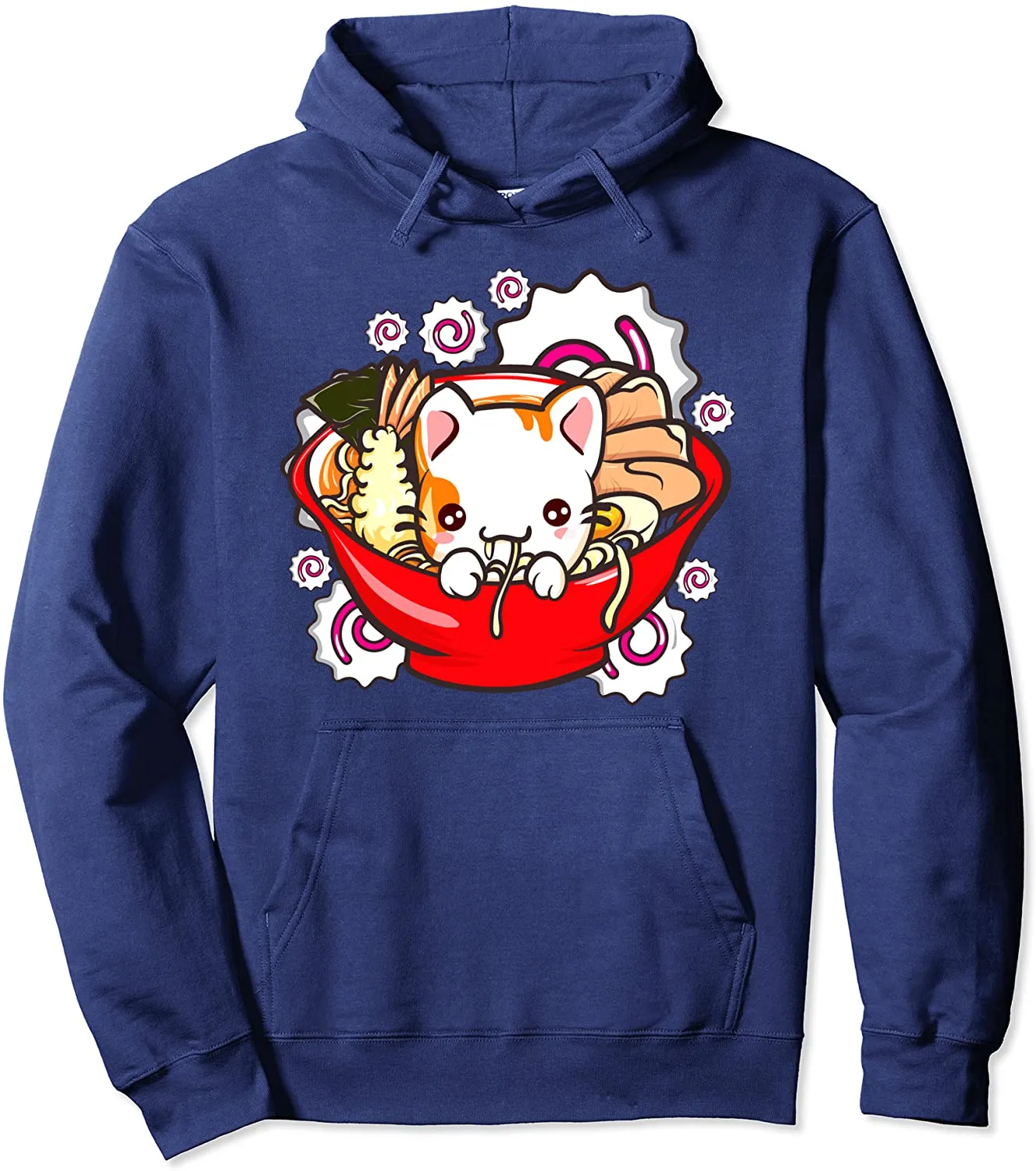 Cute Kawaii Cat Ramen Bowl Japanese Anime Kitten Pullover Hoodie