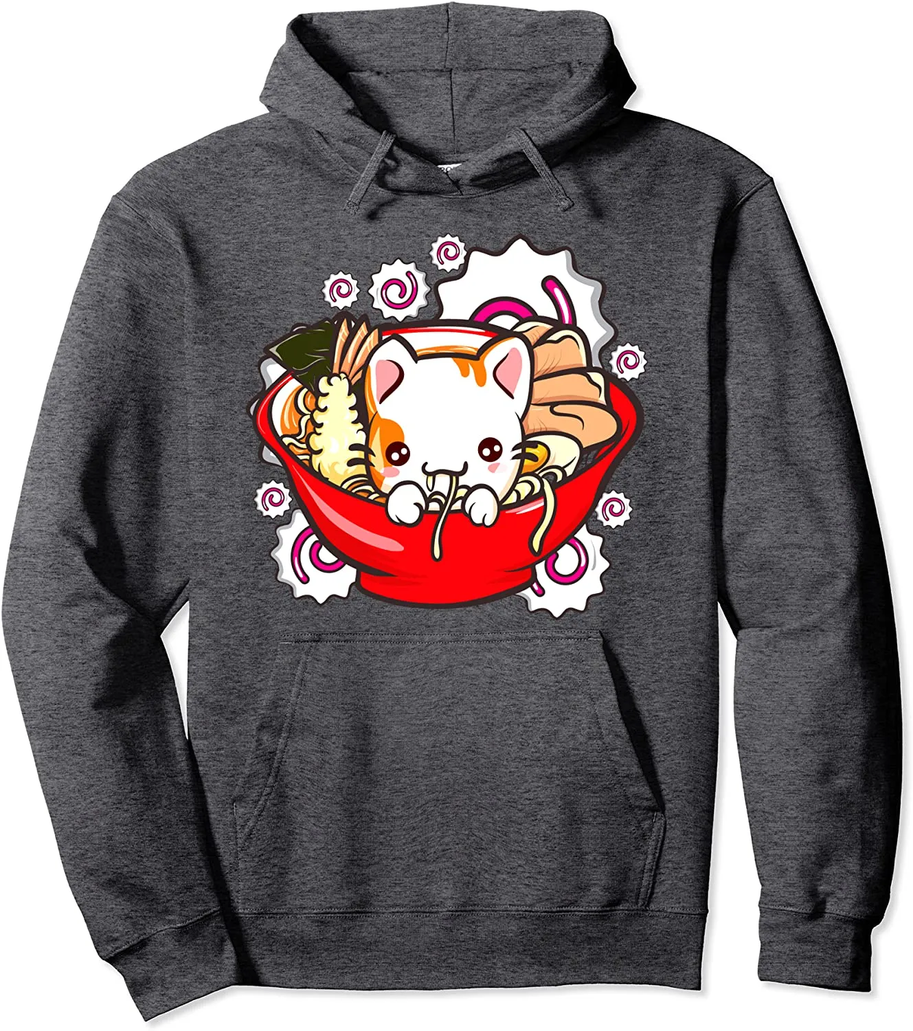 Cute Kawaii Cat Ramen Bowl Japanese Anime Kitten Pullover Hoodie