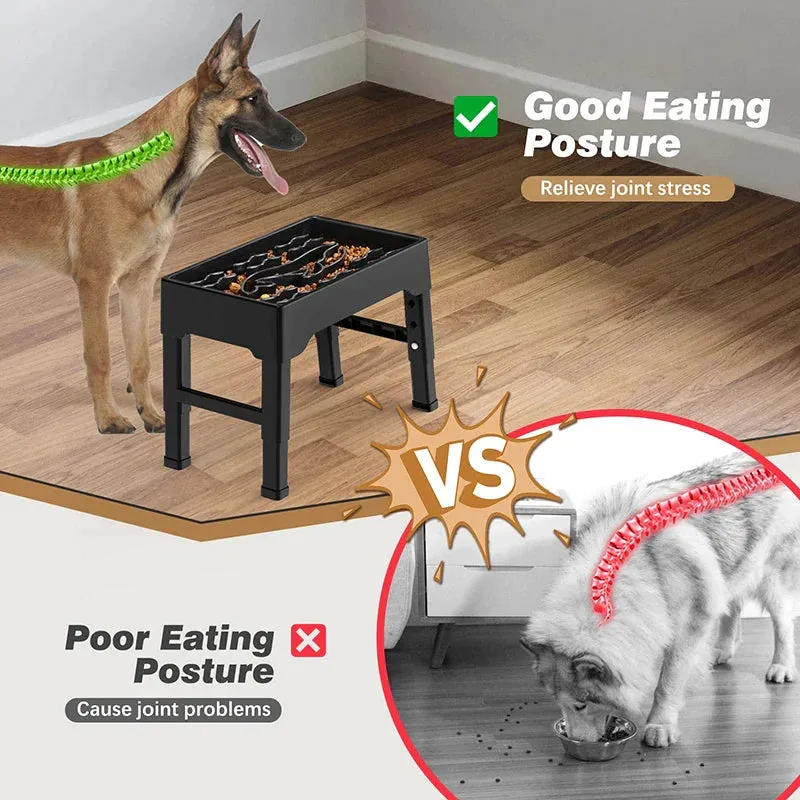 Elevated Dog Bowls Adjustable Height Raised Slow Feeder Non Slip Puppy Cat Food Dish 2.2l Large Capacity