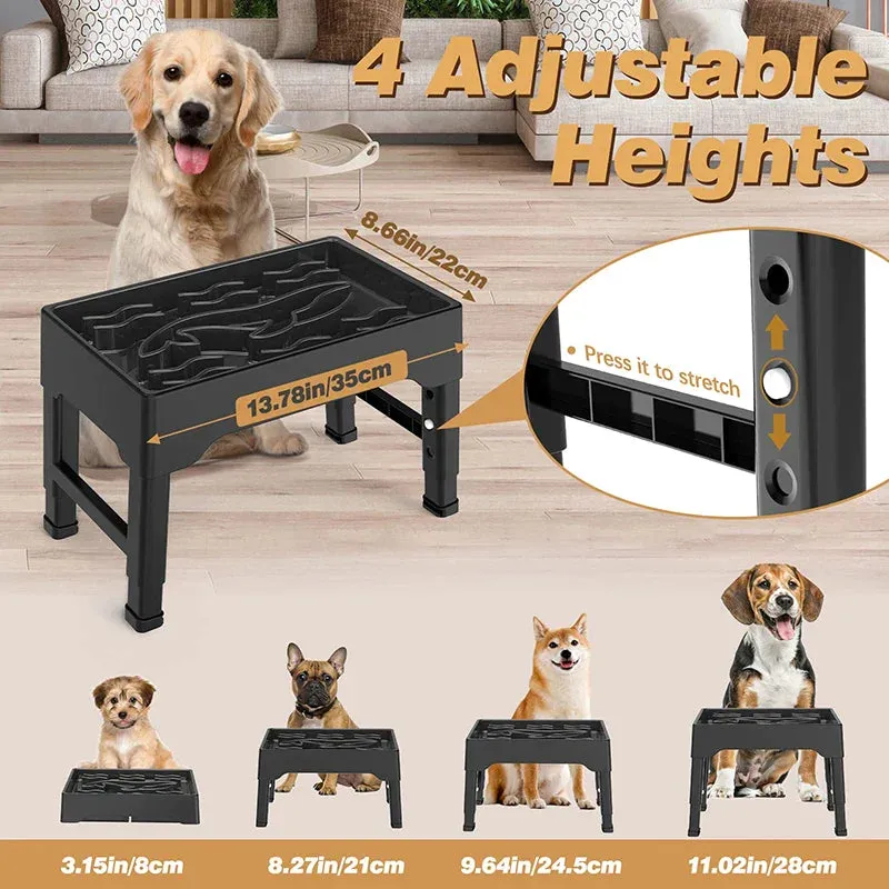 Elevated Dog Bowls Adjustable Height Raised Slow Feeder Non Slip Puppy Cat Food Dish 2.2l Large Capacity