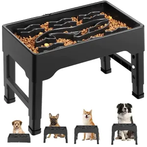 Elevated Dog Bowls Adjustable Height Raised Slow Feeder Non Slip Puppy Cat Food Dish 2.2l Large Capacity