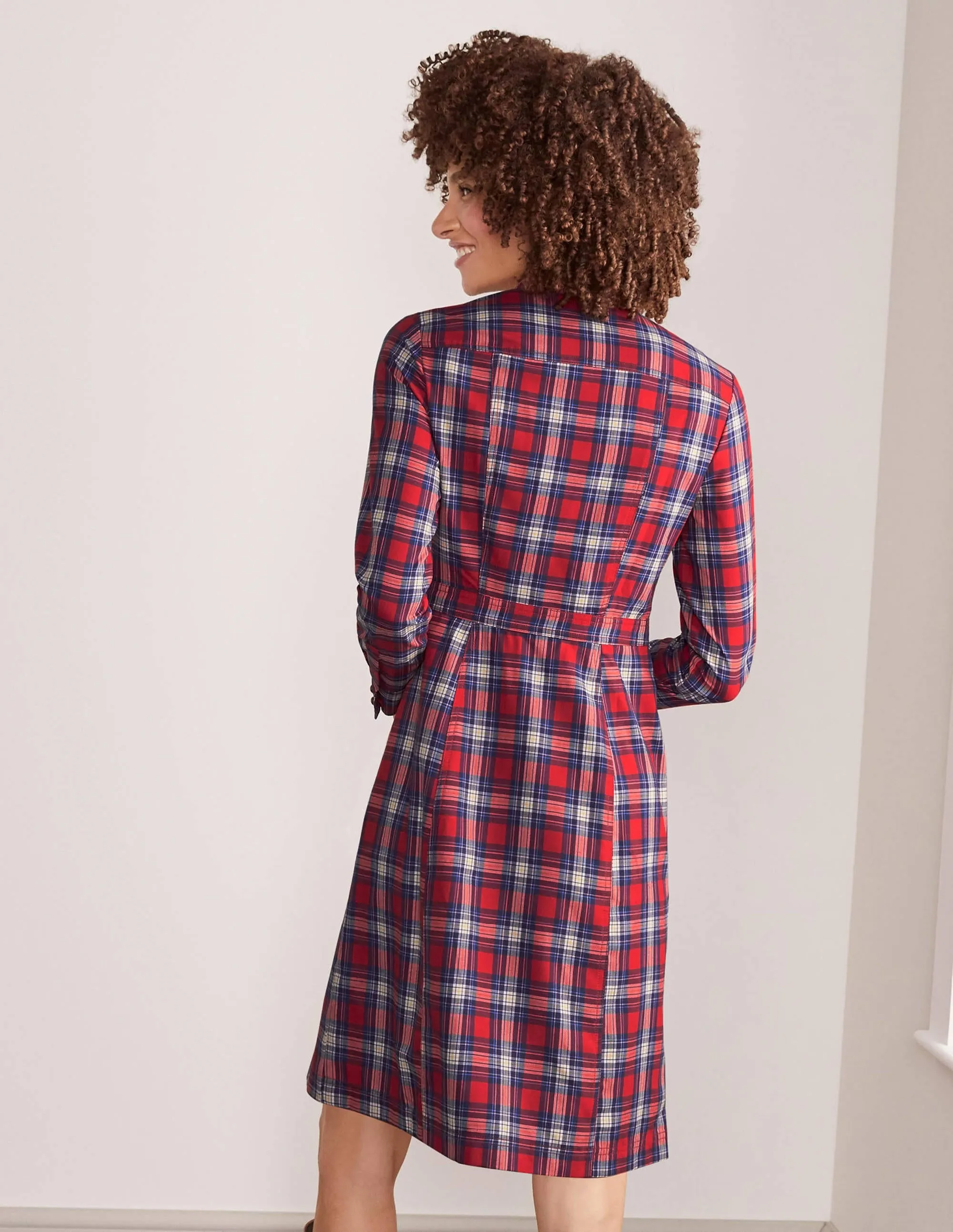 Elspeth Shirt Dress-Red and Ivory Check