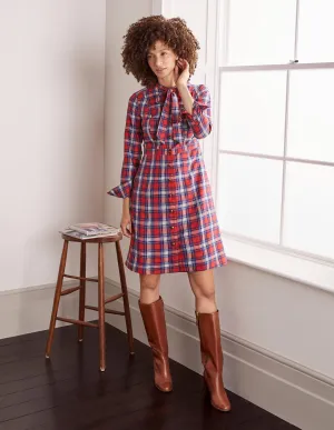 Elspeth Shirt Dress-Red and Ivory Check
