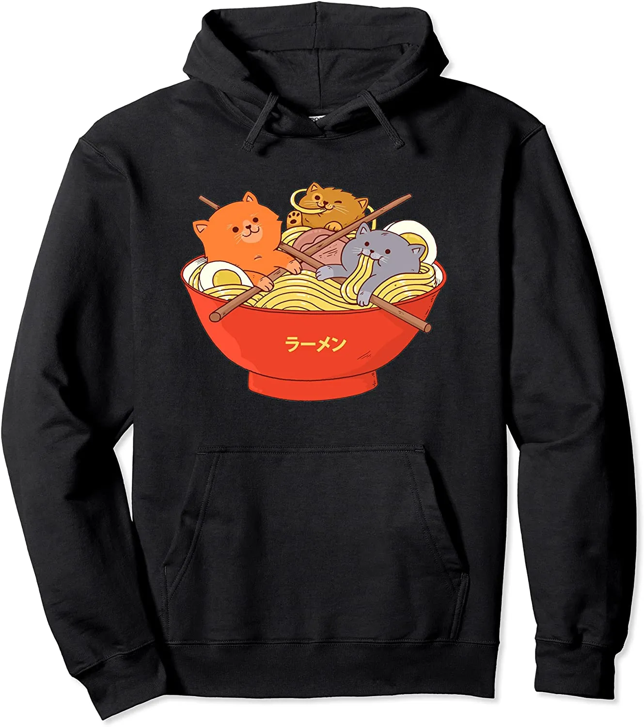Kawaii Anime Cat Hoodie Japanese Ramen Noodle Hooded Sweater