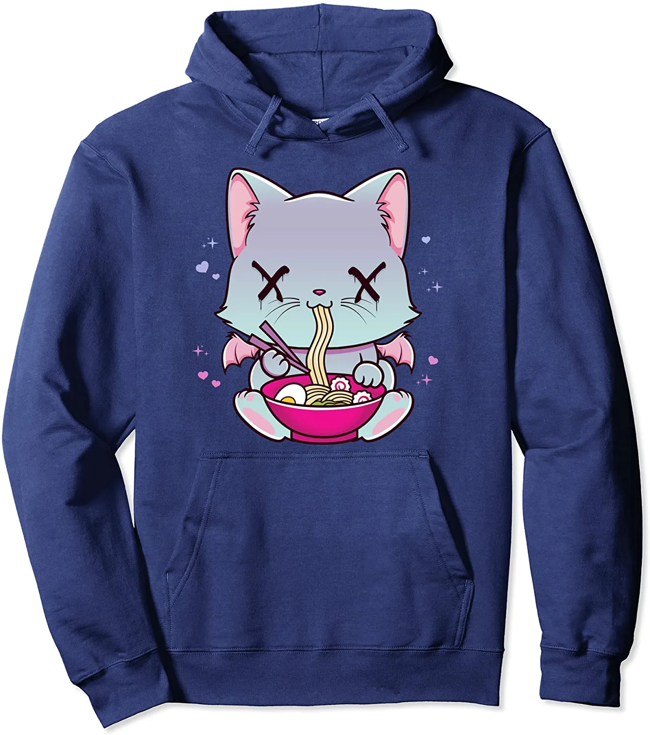 Kawaii Japanese Anime Cat Ramen Hoodie - Creepy Pastel Goth