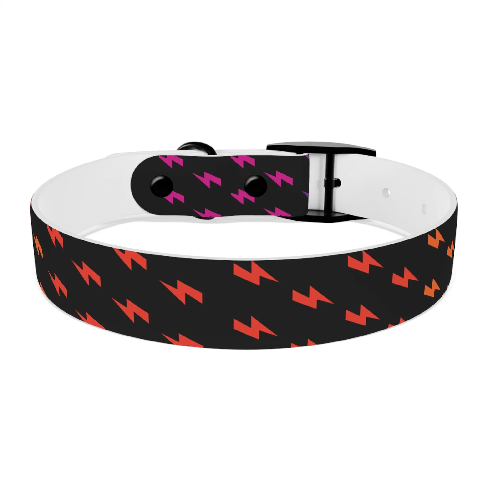 Lightning Icon (Black/Rainbow) Dog Collar