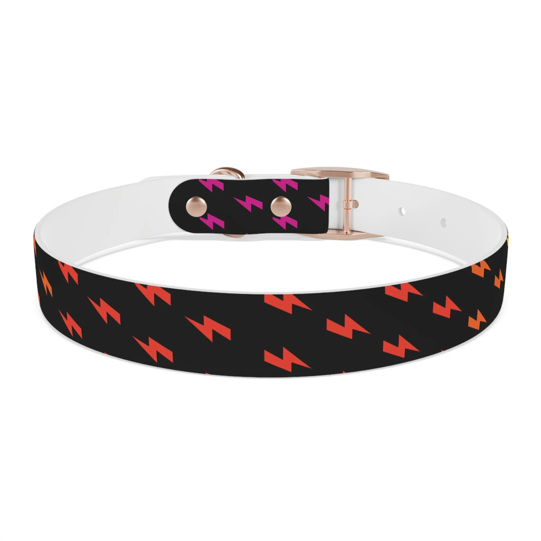 Lightning Icon (Black/Rainbow) Dog Collar