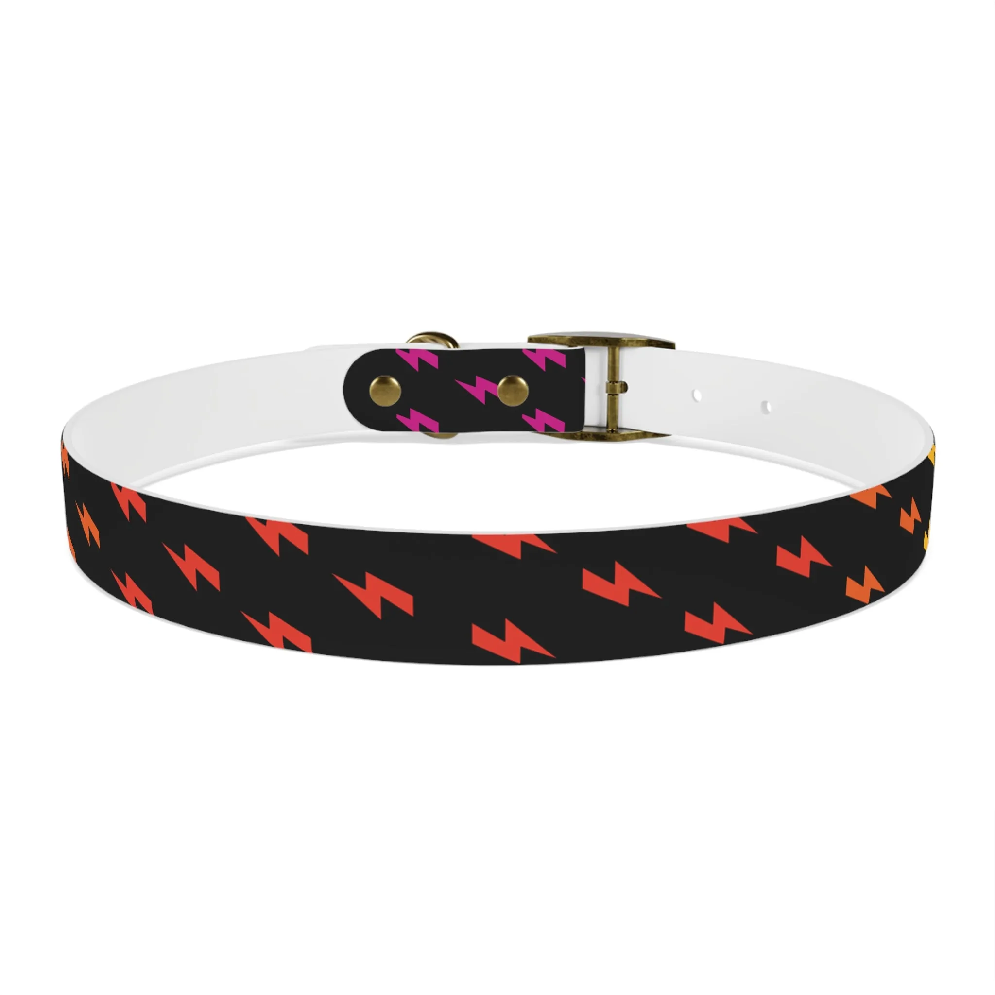 Lightning Icon (Black/Rainbow) Dog Collar