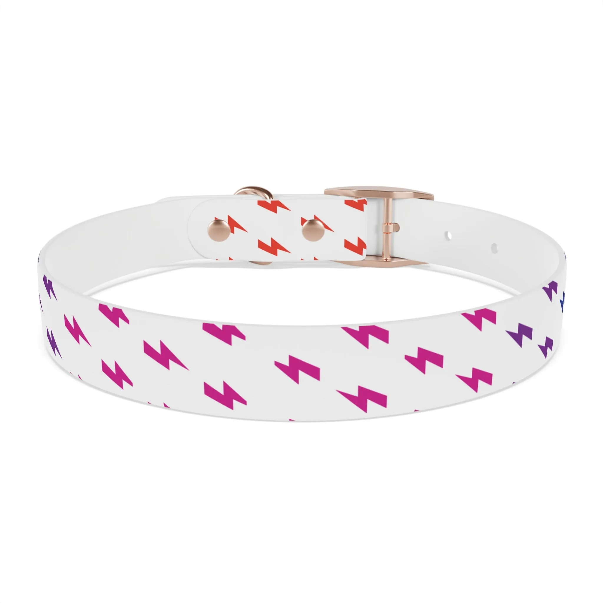 Lightning Icon (White/Rainbow) Dog Collar