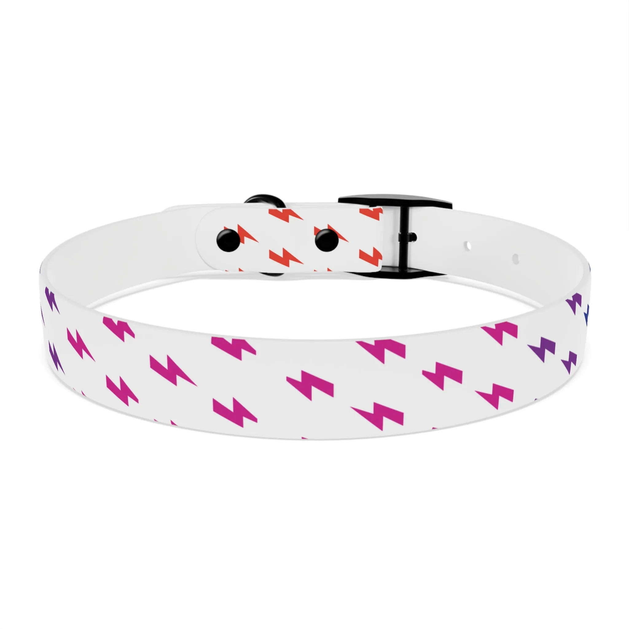 Lightning Icon (White/Rainbow) Dog Collar