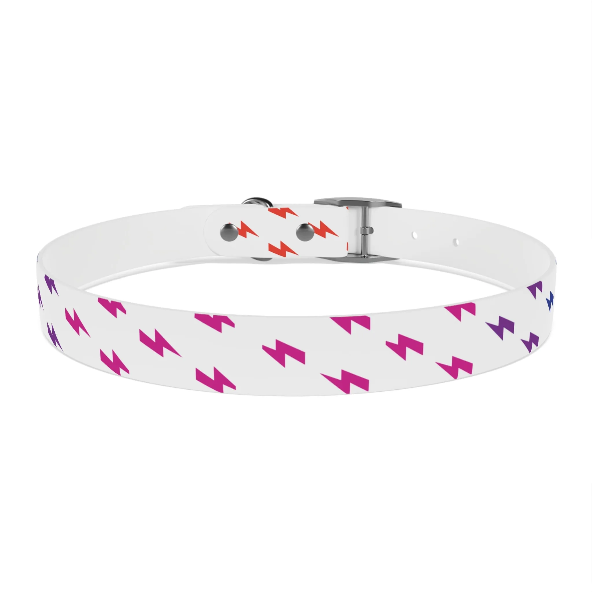 Lightning Icon (White/Rainbow) Dog Collar