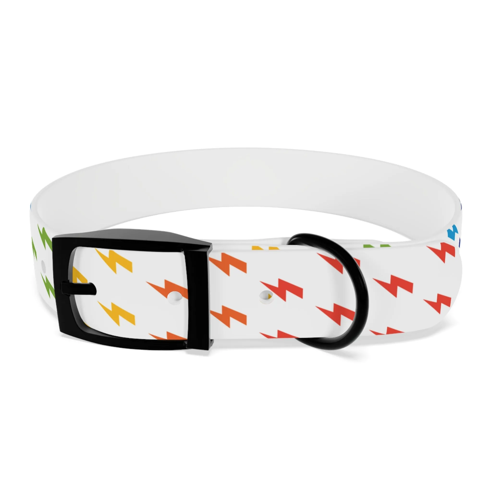 Lightning Icon (White/Rainbow) Dog Collar