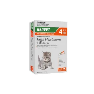 Neovet Flea Heartworm and Worming Treatment for Kittens and Small Cats 6 Pack