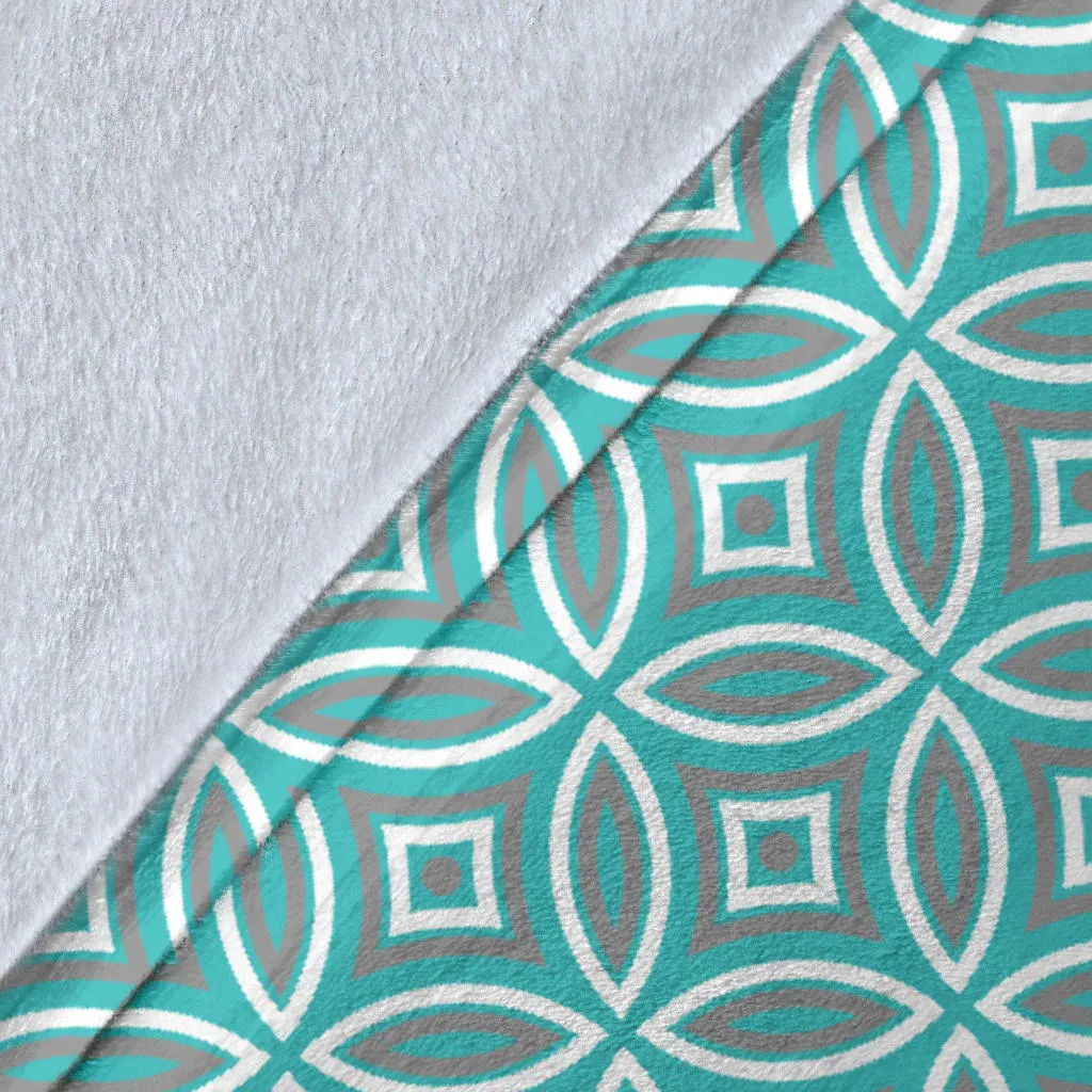 Poodle Geometric Style 1 - Teal - Premium Blanket