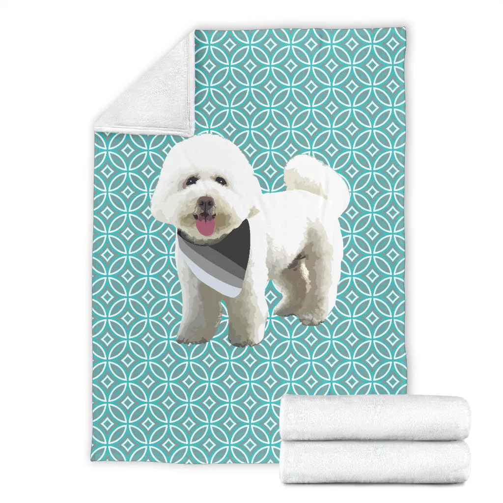 Poodle Geometric Style 1 - Teal - Premium Blanket