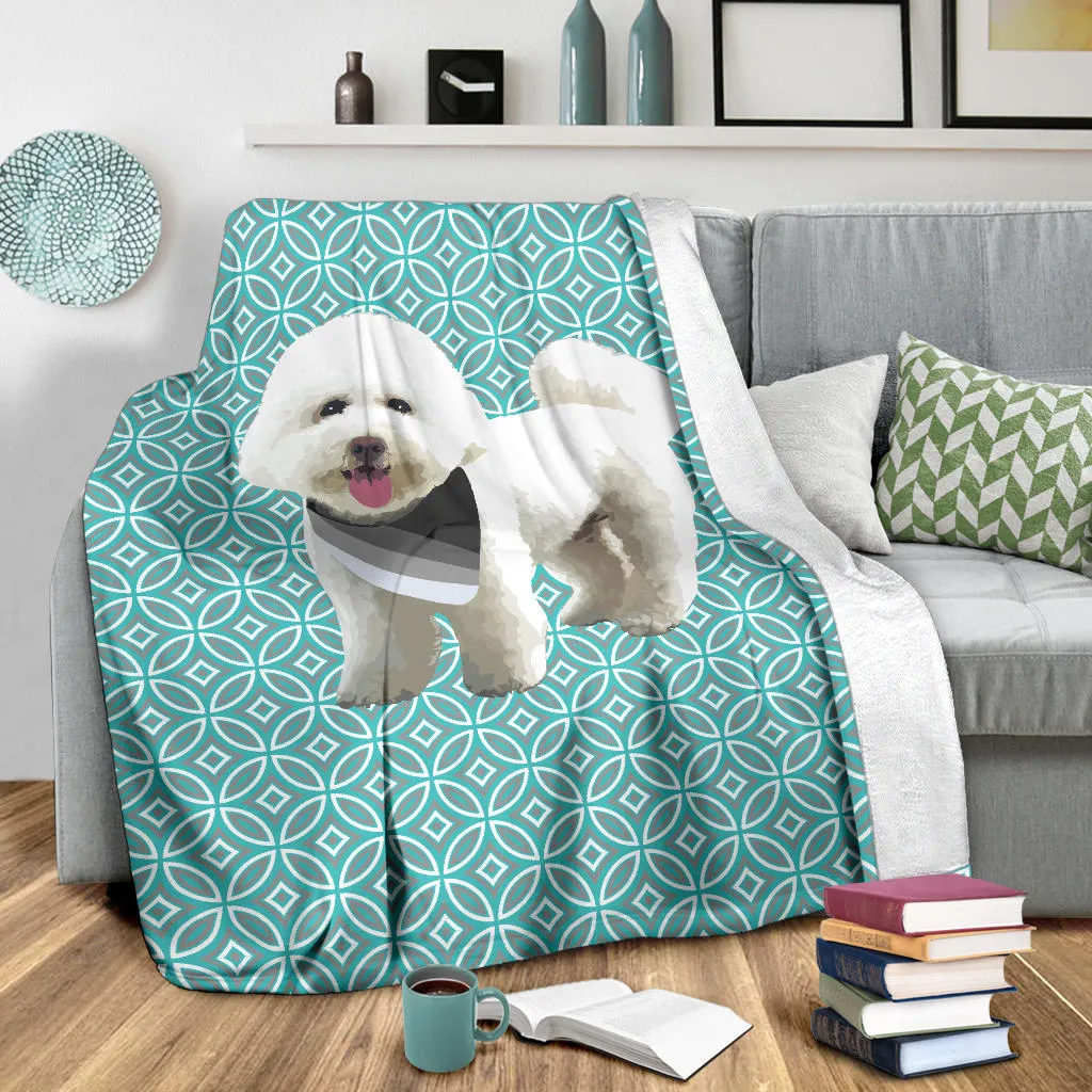 Poodle Geometric Style 1 - Teal - Premium Blanket