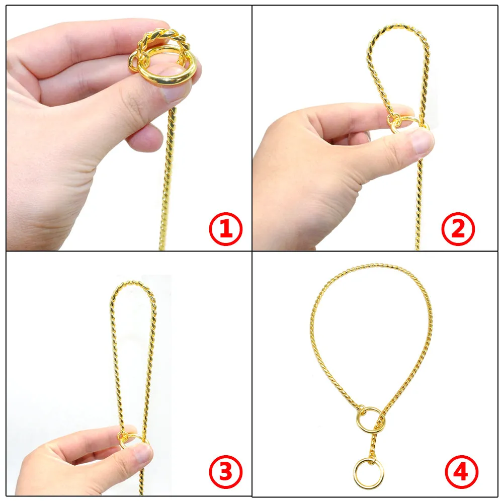 Snake Chain Dog Training Collar Pet Show Collar Heavy Duty Metal Chain P Choke Collars Strong Chrome Gold Black 3mm 4mm 5mm