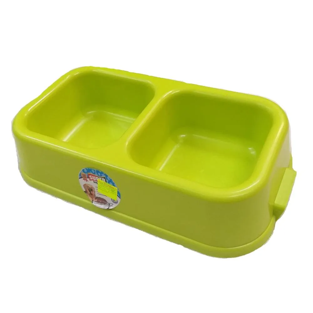 SuperDog Premium Double Square Dog Bowl- Large