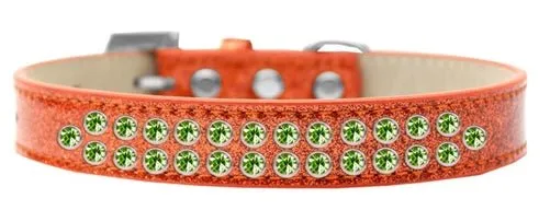 Two Row Lime Green Crystal Ice Cream Dog Collar in Many Colors