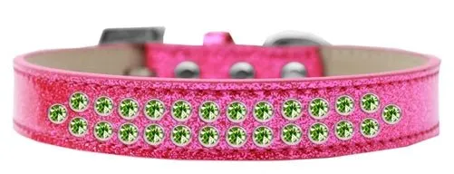Two Row Lime Green Crystal Ice Cream Dog Collar in Many Colors