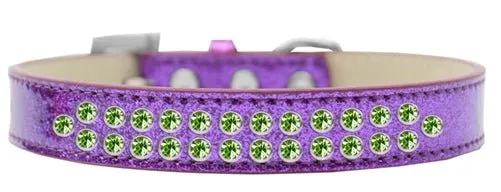 Two Row Lime Green Crystal Ice Cream Dog Collar in Many Colors