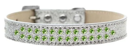 Two Row Lime Green Crystal Ice Cream Dog Collar in Many Colors